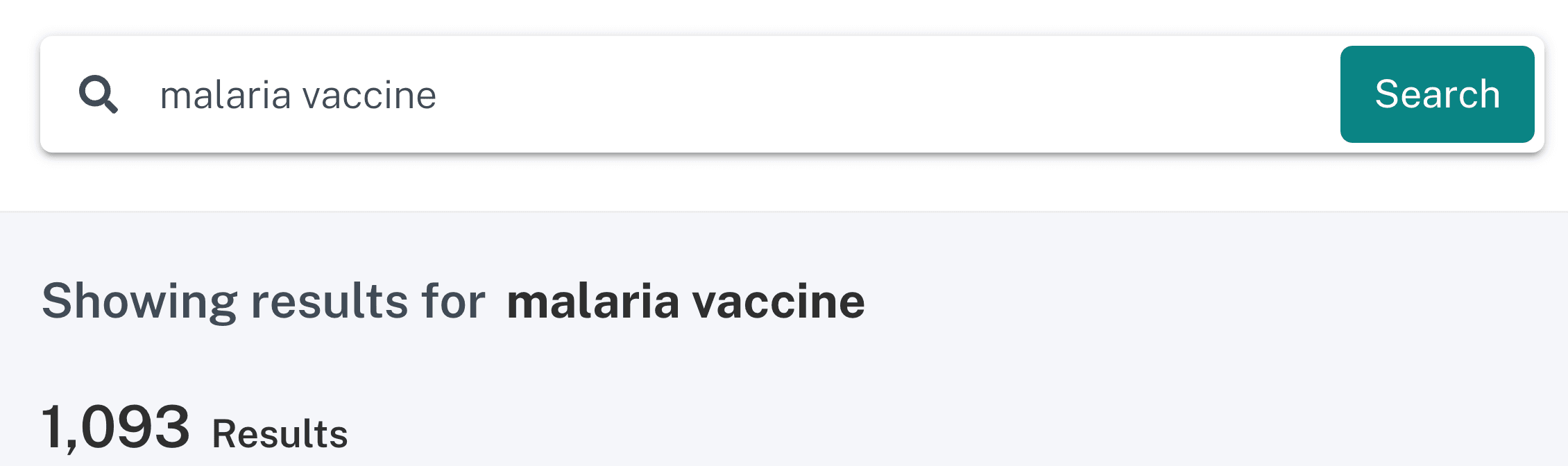 Searching for the term malaria vaccine.