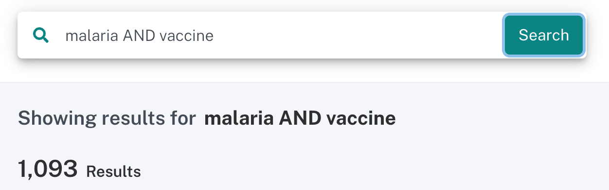 Searching for the term malaria AND vaccine.